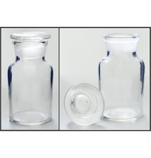 Склянка лабораторная 125 мл из светлого стекла с широкой горловиной и притертой пробкой, уп.12 /72 , 48 шт