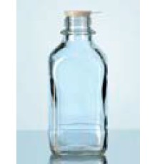 Бутыль DURAN Group 1000 мл, GL45, квадратная, узкогорлая, без крышки и сливного кольца, бесцветное силикатное стекло
