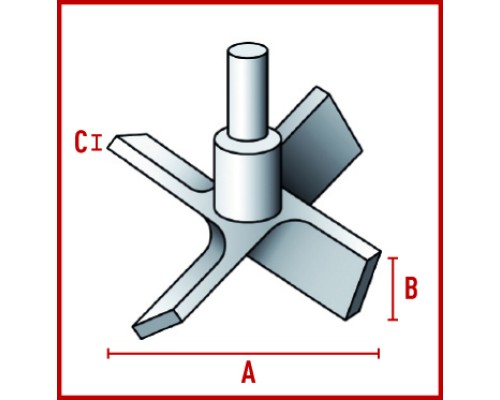 Перемешивающий элемент Bohlender пропеллерный, 4 лопасти, длина 450 мм, 75 х 20 х 5 мм, PTFE (Артикул C 484-32)
