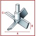 Перемешивающий элемент Bohlender пропеллерный, 4 лопасти, длина 450 мм, 75 х 20 х 5 мм, PTFE (Артикул C 484-32)