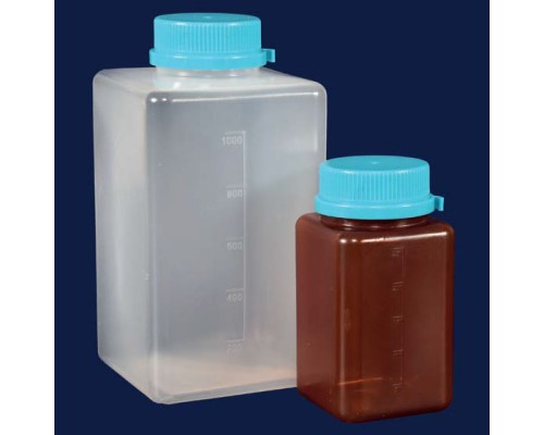 Бутыли квадратные ISOLAB 125 мл, c винтовой ПЭ крышкой, стерильные, балковая упаковка, прозрачный ПП, 180 шт/упак (Артикул 061.21.125)